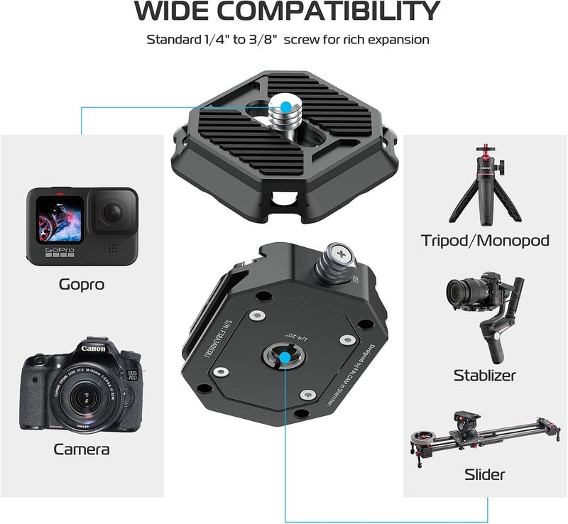 FALCAM F38 Quick Release Kit V1, Plate for DSLR/Mirroless Camera Compatible with Arca Swiss and Clamp for Tripod/Stablizer/Gimbal/Slider-2268 - Image 3